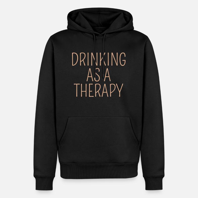 drinking as a therapy - Männer Premium Bio Hoodie - Schwarz