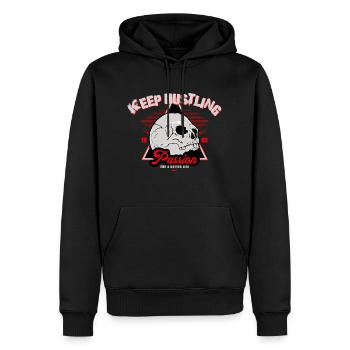 Keep Hustling - Passion - For a better Life - Männer Premium Bio Hoodie - Schwarz - Vorne - Nico (187cm)