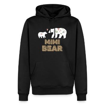 Mimi Ours Maman Maman Floral Bonne fête des mères - Sweat à capuche Premium bio Homme - noir - Devant - Nico (187cm)
