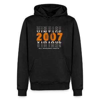 2007 : Vintage - 17e anniversaire - Sweat à capuche Premium bio Homme - noir - Devant - Nico (187cm)