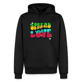 Spread love retro - Männer Premium Bio Hoodie - Schwarz - Vorne - Nico (187cm)
