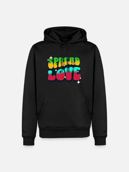 Spread love retro - Männer Premium Bio Hoodie - Schwarz