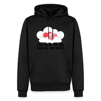 Liebe liegt in der Luft (und auf diesem Hemd) - Männer Premium Bio Hoodie - Schwarz - Vorne - Nico (187cm)
