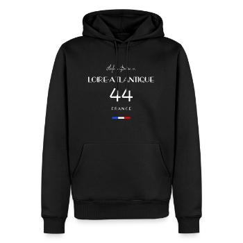 Life is better in LOIRE-ATLANTIQUE Number 44 Loire - Sweat à capuche Premium bio Homme - noir - Devant - Nico (187cm)