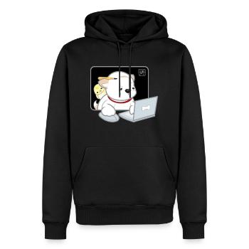 Hund koreanisch - japanischer Stil 05 - Männer Premium Bio Hoodie - Schwarz - Vorne - Nico (187cm)