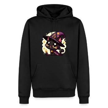 Spooky kitty Halloween - Sweat à capuche Premium bio Homme - noir - Devant - Nico (187cm)