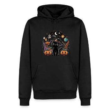 Kitty spooky halloween 2 - Sweat à capuche Premium bio Homme - noir - Devant - Nico (187cm)