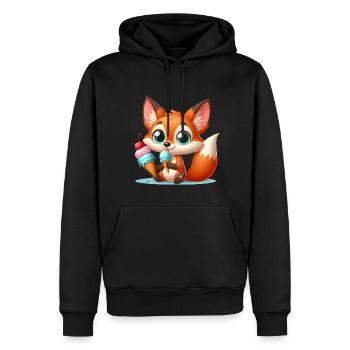 FOX 8 - Männer Premium Bio Hoodie - Schwarz - Vorne - Nico (187cm)