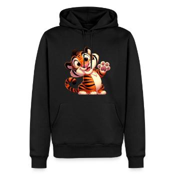 Tiger 7 - Männer Premium Bio Hoodie - Schwarz - Vorne - Nico (187cm)