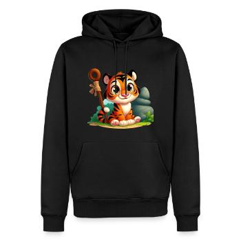 Tiger 5 - Men’s Premium Organic Hoodie - black - Front - Nico (187cm)