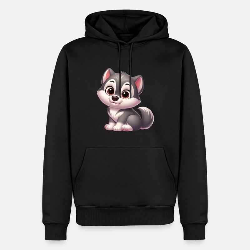 Wolf 13 - Männer Premium Bio Hoodie - Schwarz