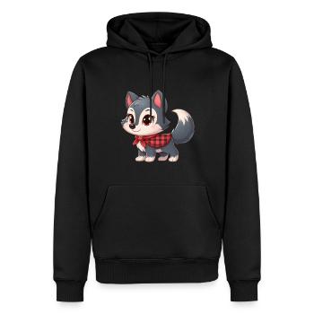 Wolf 7 - Männer Premium Bio Hoodie - Schwarz - Vorne - Nico (187cm)