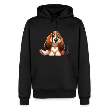 basset 8 - Sweat à capuche Premium bio Homme - noir - Devant - Nico (187cm)