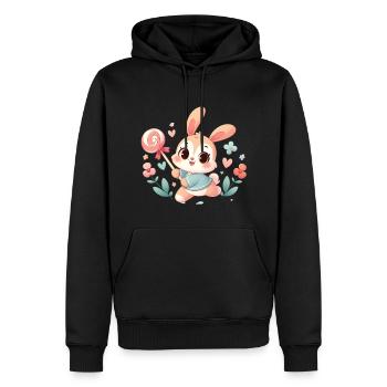 Rabbit 4 - Men’s Premium Organic Hoodie - black - Front - Nico (187cm)