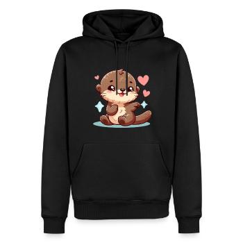 otter 11 - Men’s Premium Organic Hoodie - black - Front - Nico (187cm)