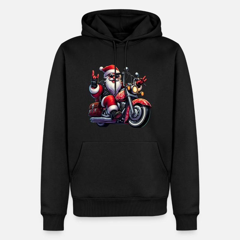 santa moto 3 - Sweat à capuche Premium bio Homme - noir