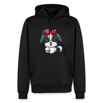 shih tzu 3 - Sweat à capuche Premium bio Homme - noir - Devant - Nico (187cm)