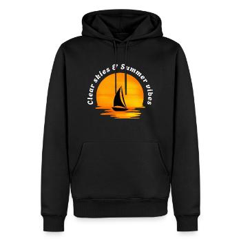 Klarer Himmel & Sommerstimmung - Männer Premium Bio Hoodie - Schwarz - Vorne - Nico (187cm)