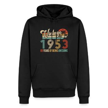 Vintage 1953 Anniversaire 69 ans D'être Awesome - Sweat à capuche Premium bio Homme - noir - Devant - Nico (187cm)