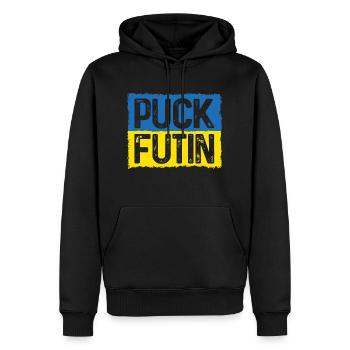 Puck Futin Meme Stand mit der Ukraine - Männer Premium Bio Hoodie - Schwarz - Vorne - Nico (187cm)