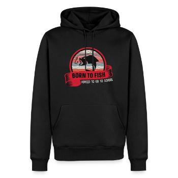 Born to fish. Forced to go to school Angeln Fische - Männer Premium Bio Hoodie - Schwarz - Vorne - Nico (187cm)