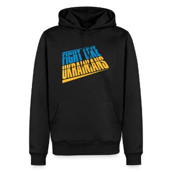 fight like ukrainians Zitat - Männer Premium Bio Hoodie - Schwarz - Vorne - Nico (187cm)