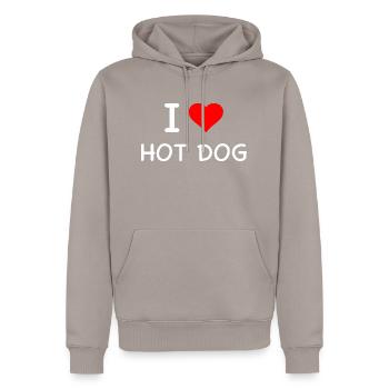 Hot dog - Sweat à capuche Premium bio Homme - taupe - Devant - Nico (187cm)
