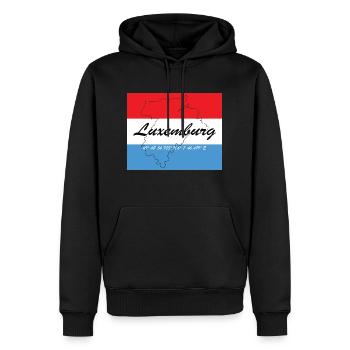 Luxemburg - Hauptstadt mit GPS & Flagge - Männer Premium Bio Hoodie - Schwarz - Vorne - Nico (187cm)