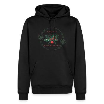 Wohlige Weihnachten florales Weihnachtsdesign - Männer Premium Bio Hoodie - Schwarz - Vorne - Nico (187cm)