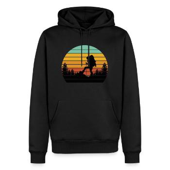 Sunset Wandern Design - Männer Premium Bio Hoodie - Schwarz - Vorne - Nico (187cm)