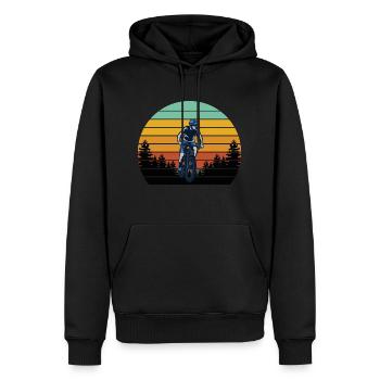 Sunset MTB Mountainbike Fahrrad Design - Männer Premium Bio Hoodie - Schwarz - Vorne - Nico (187cm)