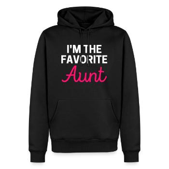Ich bin die Lieblingstante, neue Tante - Männer Premium Bio Hoodie - Schwarz - Vorne - Nico (187cm)