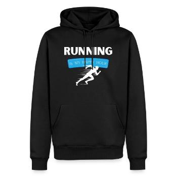 Running is my hour of happiness. - Men’s Premium Organic Hoodie - black - Front - Nico (187cm)
