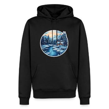 Hiver - Sweat à capuche Premium bio Homme - noir - Devant - Nico (187cm)