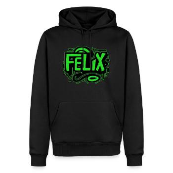 Felix Name Graffiti grün - Männer Premium Bio Hoodie - Schwarz - Vorne - Nico (187cm)