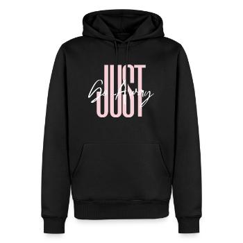 Just Go Away Bold Design - Men’s Premium Organic Hoodie - black - Front - Nico (187cm)
