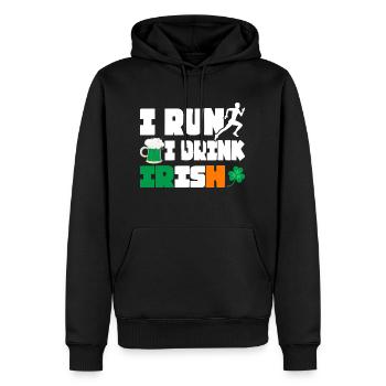 Je cours. Je bois. Irlandais. - Sweat à capuche Premium bio Homme - noir - Devant - Nico (187cm)