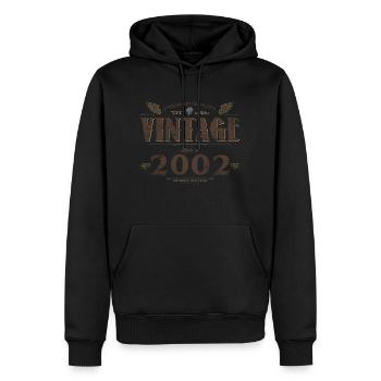 22 ans Millésime 2002 Edition Limitée 22ème - Sweat à capuche Premium bio Homme - noir - Devant - Nico (187cm)