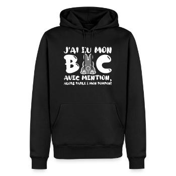 J'ai eu mon BAC Félicitations Nouveau Bachelier - Sweat à capuche Premium bio Homme - noir - Devant - Nico (187cm)