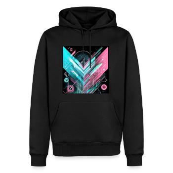 T-shirt géométrique futuriste - Sweat à capuche Premium bio Homme - noir - Devant - Nico (187cm)