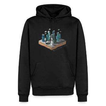 Géométrique low poly - Sweat à capuche Premium bio Homme - noir - Devant - Nico (187cm)