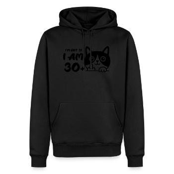 I'm Not 31, I Am 30 Plus 1 Middle Finger Cat Flip - Men’s Premium Organic Hoodie - black - Front - Nico (187cm)