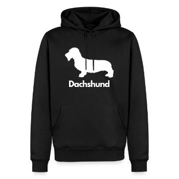 Dachshund, Dackel, Teckel, Rauhaardackel - Männer Premium Bio Hoodie - Schwarz - Vorne - Nico (187cm)