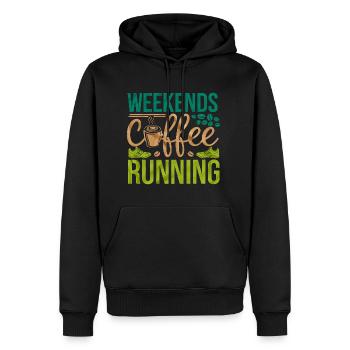 Weekends Coffee Running 6 - Männer Premium Bio Hoodie - Schwarz - Vorne - Nico (187cm)