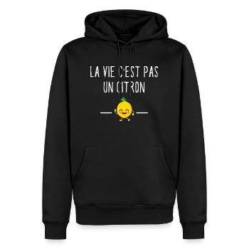 La vie c est pas un citron - Sweat à capuche Premium bio Homme - noir - Devant - Nico (187cm)