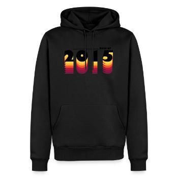 Proudly Celebrating 2015 - Vintage 10 Years of - Men’s Premium Organic Hoodie - black - Front - Nico (187cm)