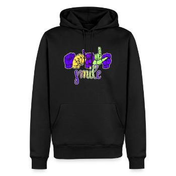 smile - avec langue des signes dgs asl - Sweat à capuche Premium bio Homme - noir - Devant - Nico (187cm)