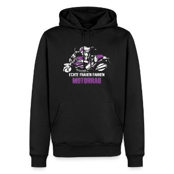 Echte Frauen fahren Motorrad Biker Girl Biken - Männer Premium Bio Hoodie - Schwarz - Vorne - Nico (187cm)