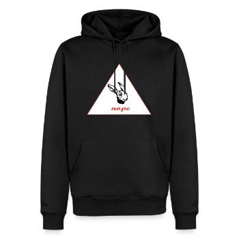 nope - Männer Premium Bio Hoodie - Schwarz - Vorne - Nico (187cm)