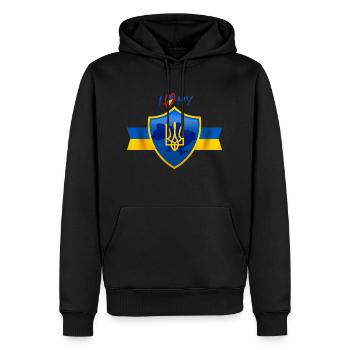 J’aime mon pays, l’Ukraine, t-shirt - Sweat à capuche Premium bio Homme - noir - Devant - Nico (187cm)